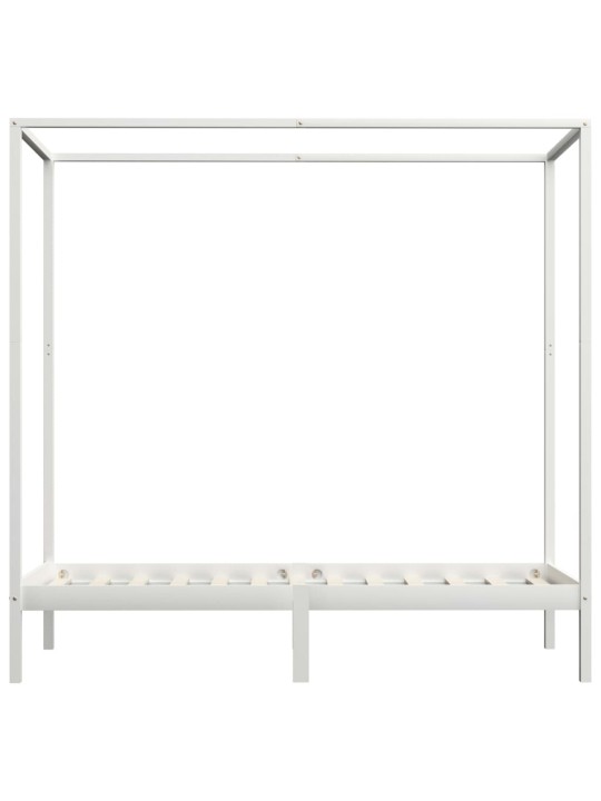 Rám postele s nebesy bílý masivní borové dřevo 90 x 200 cm