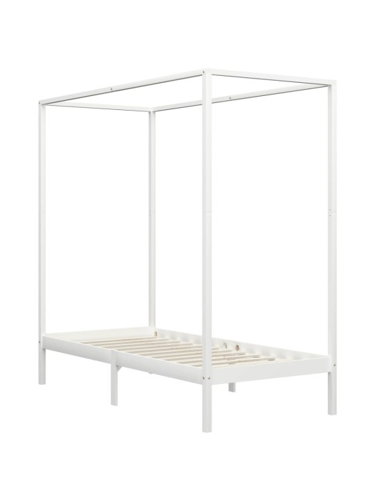 Rám postele s nebesy bílý masivní borové dřevo 100 x 200 cm