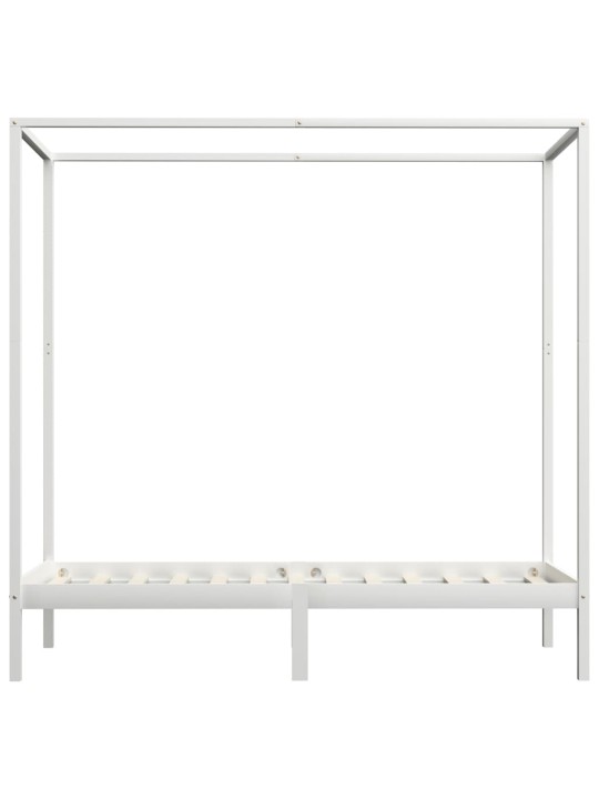 Rám postele s nebesy bílý masivní borové dřevo 100 x 200 cm