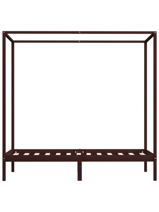 Rám postele s nebesy tmavě hnědý masivní borovice 90 x 200 cm
