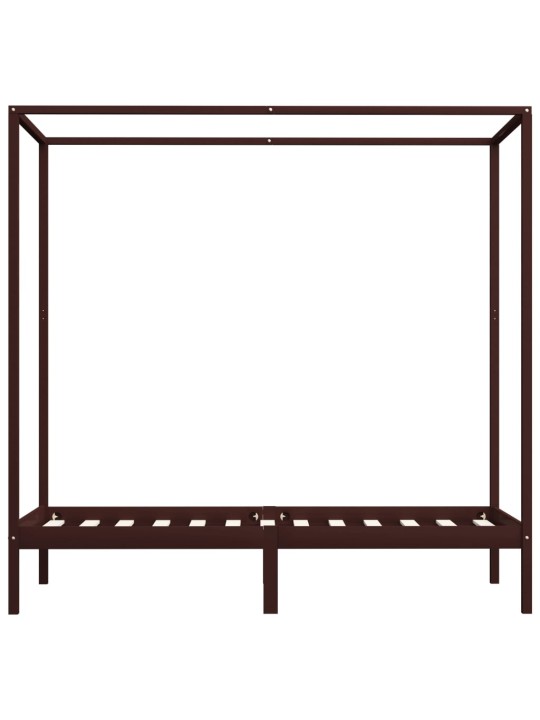 Rám postele s nebesy tmavě hnědý masivní borovice 100 x 200 cm