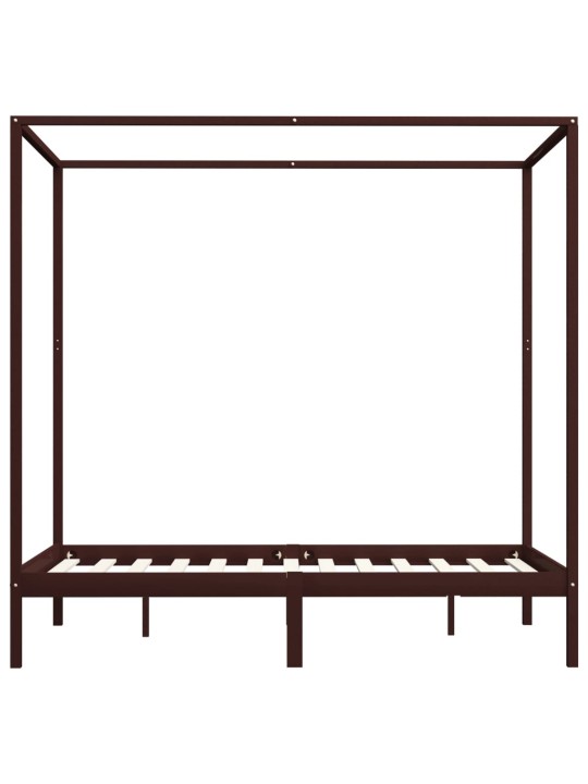 Rám postele s nebesy tmavě hnědý masivní borovice 120 x 200 cm