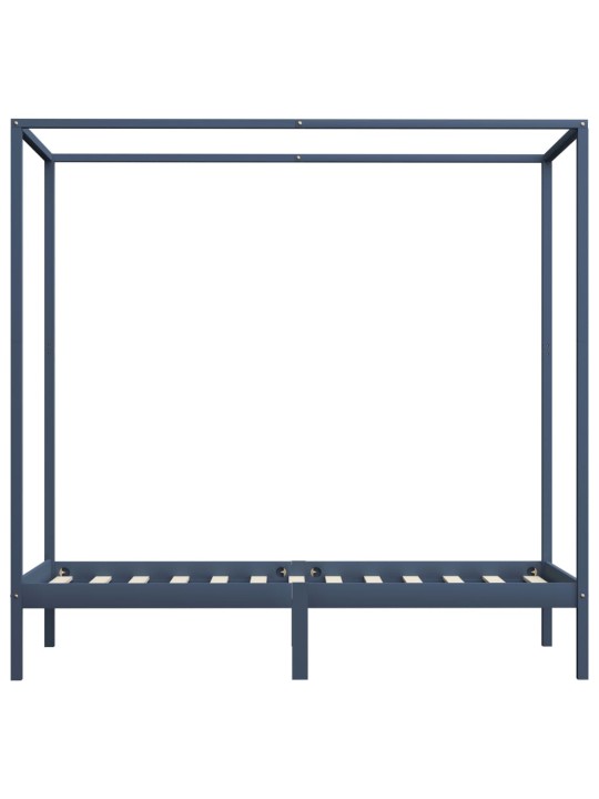Rám postele s nebesy šedý masivní borové dřevo 100 x 200 cm