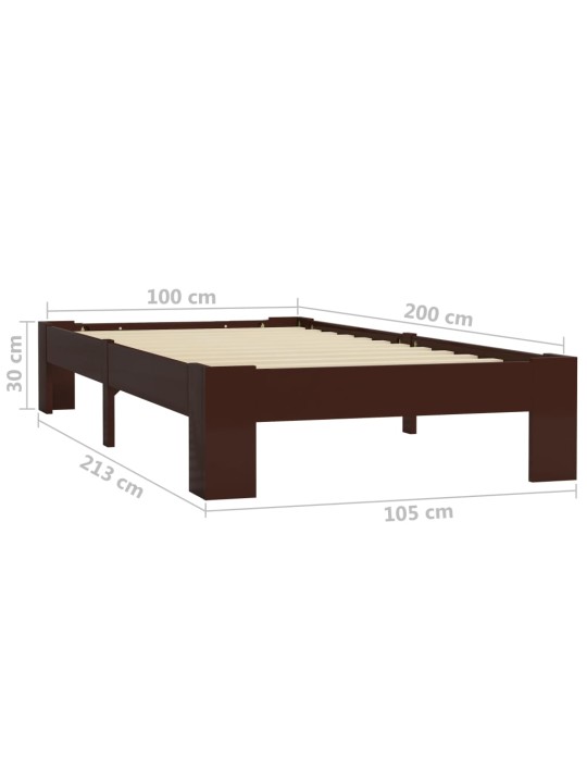 Rám postele tmavě hnědý masivní borovice 100 x 200 cm