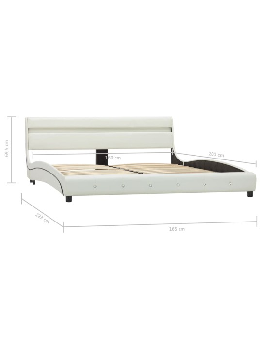 Rám postele s led světlem bílý umělá kůže 150 x 200 cm