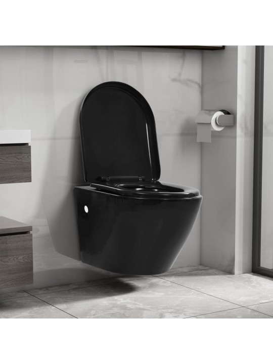 Závěsné WC bez okraje keramické černé