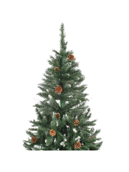Umělý vánoční stromek se šiškami a bílými třpytkami 210 cm