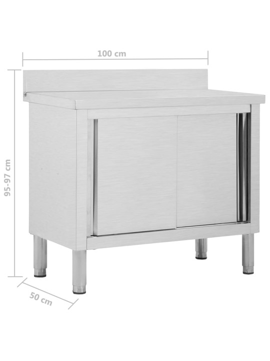 Pracovní stůl s posuvnými dvířky 100x50x(95–97) cm nerez ocel