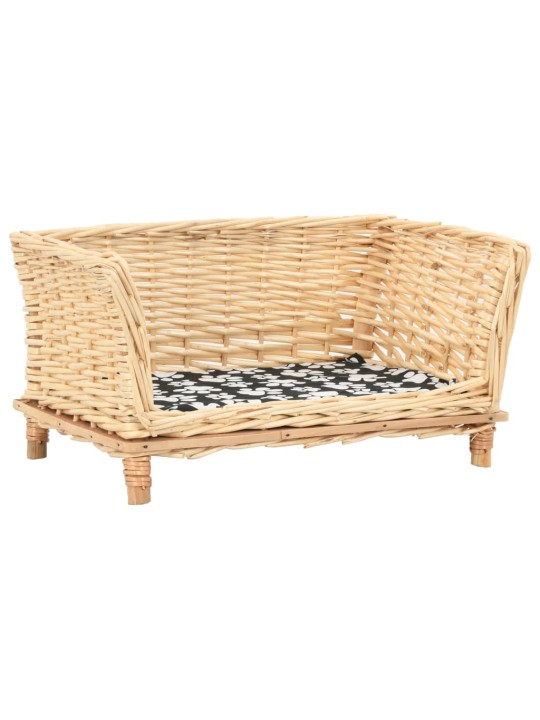 Pelíšek pro psy s poduškou 50 x 33 x 30 cm přírodní vrba