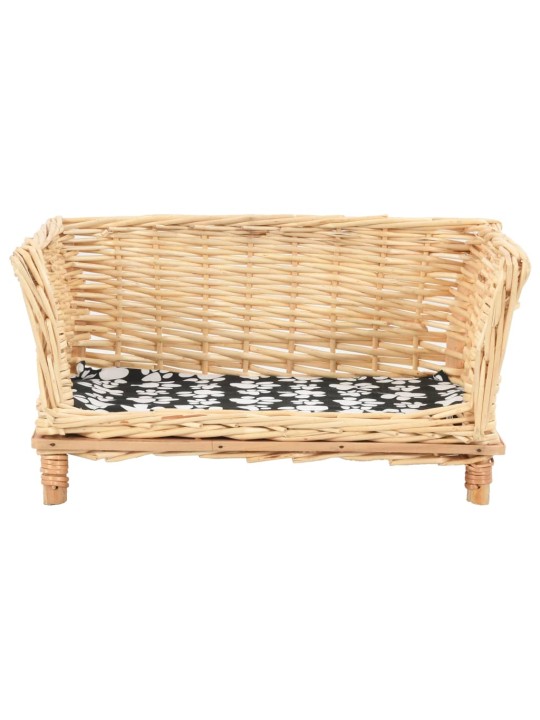 Pelíšek pro psy s poduškou 50 x 33 x 30 cm přírodní vrba