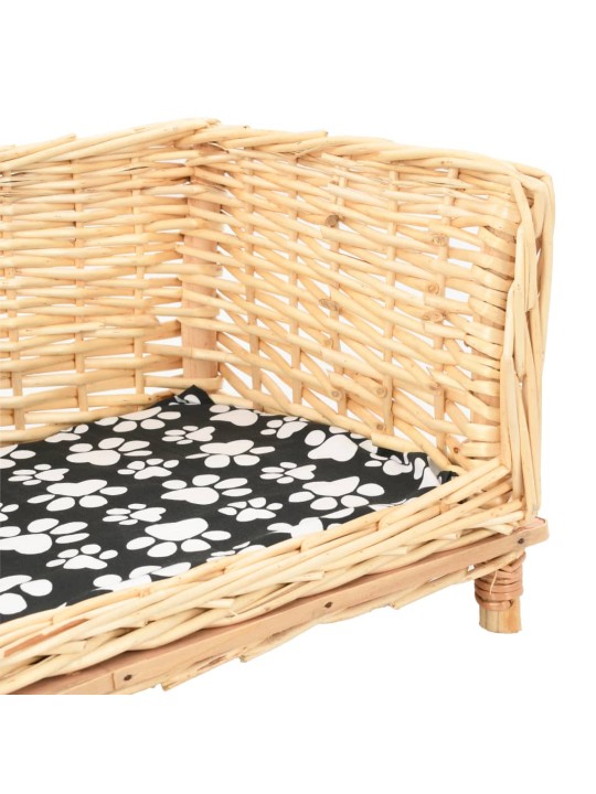 Pelíšek pro psy s poduškou 50 x 33 x 30 cm přírodní vrba
