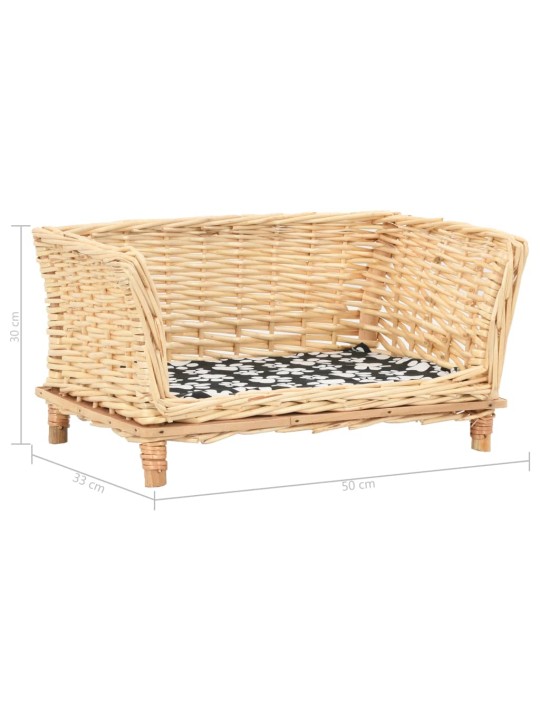 Pelíšek pro psy s poduškou 50 x 33 x 30 cm přírodní vrba