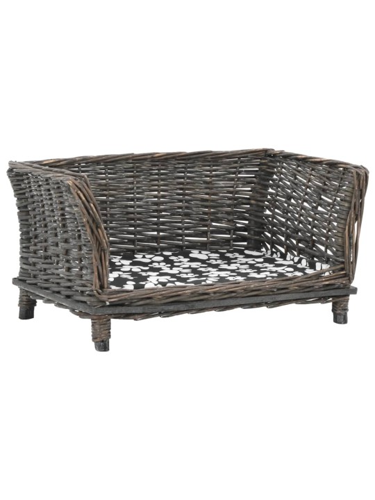 Pelíšek pro psy s poduškou šedý 50 x 33 x 30 cm přírodní vrba