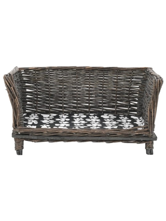 Pelíšek pro psy s poduškou šedý 50 x 33 x 30 cm přírodní vrba