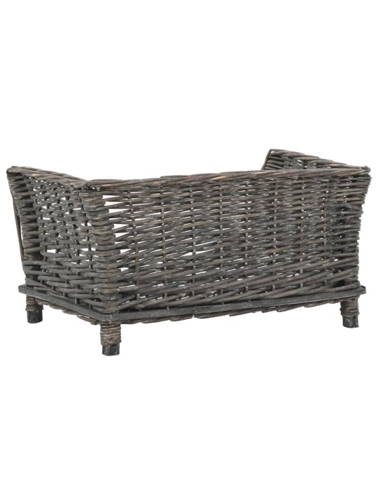 Pelíšek pro psy s poduškou šedý 50 x 33 x 30 cm přírodní vrba