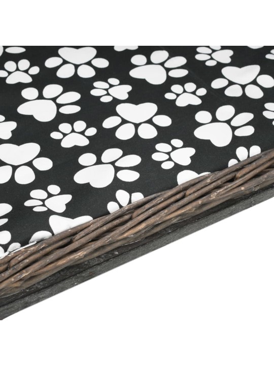 Pelíšek pro psy s poduškou šedý 50 x 33 x 30 cm přírodní vrba