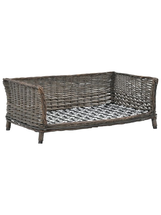 Pelíšek pro psy s poduškou šedý 90 x 54 x 35 cm přírodní vrba