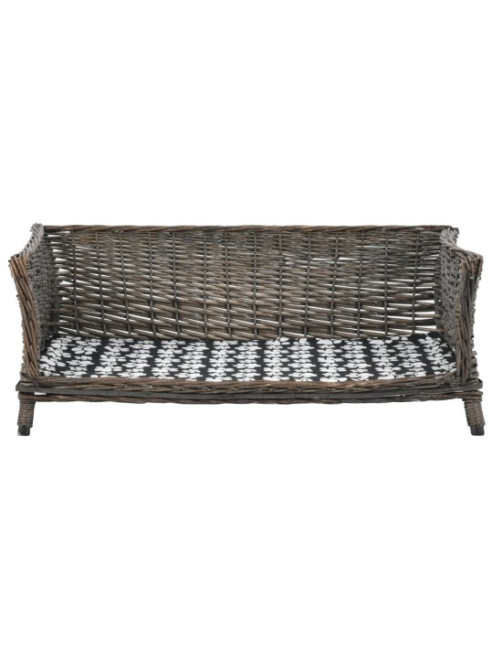 Pelíšek pro psy s poduškou šedý 90 x 54 x 35 cm přírodní vrba