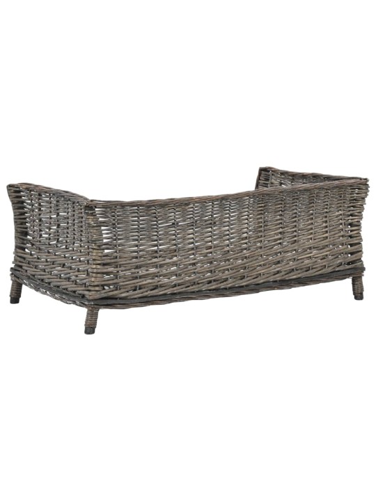 Pelíšek pro psy s poduškou šedý 90 x 54 x 35 cm přírodní vrba
