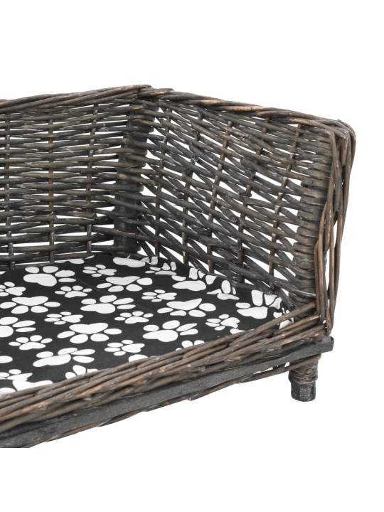 Pelíšek pro psy s poduškou šedý 90 x 54 x 35 cm přírodní vrba