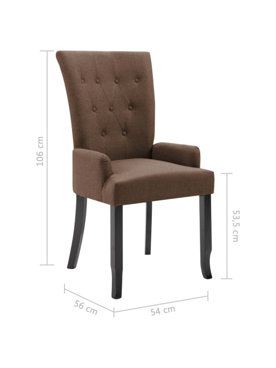 Jídelní židle s područkami 2 ks hnědé textil