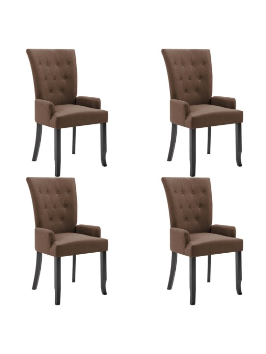 Jídelní židle s područkami 4 ks hnědé textil