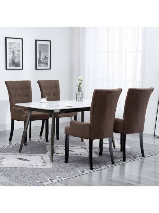 Jídelní židle s područkami 4 ks hnědé textil