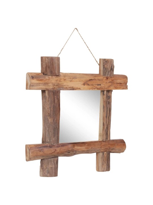 Zrcadlo z polínek přírodní 50 x 50 cm recyklované teakové dřevo