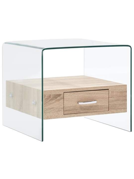 Konferenční stolek se zásuvkou 50 x 50 x 45 cm tvrzené sklo