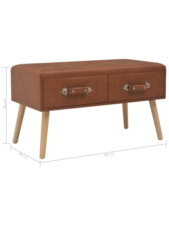 Lavice se zásuvkami 80 cm hnědá umělá kůže