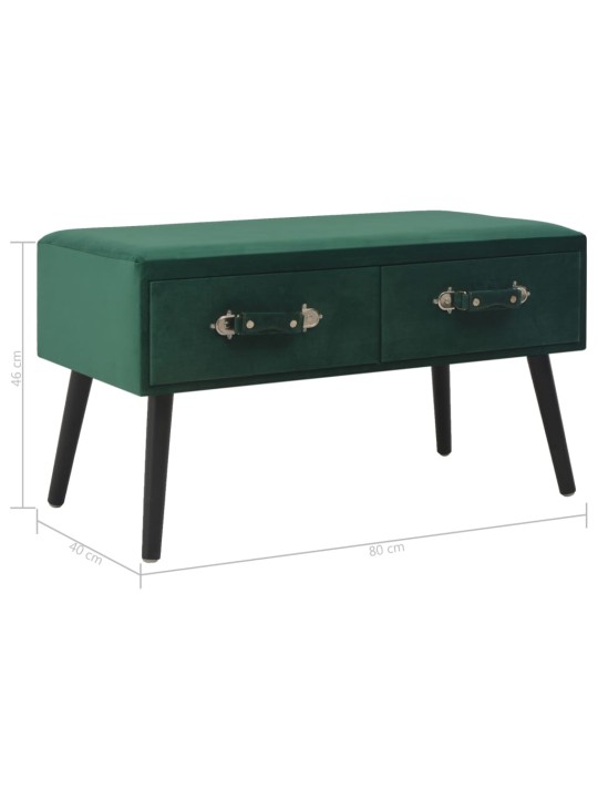 Lavice se zásuvkami 80 cm zelená samet