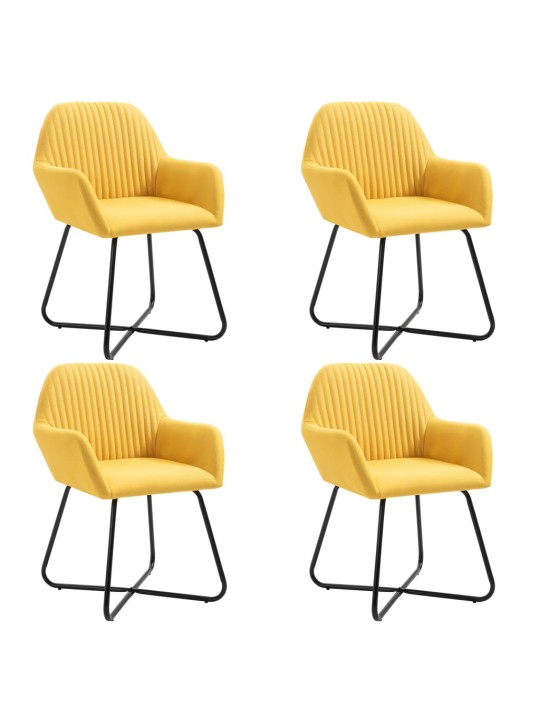 Jídelní židle 4 ks žluté textil
