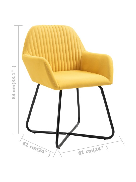 Jídelní židle 4 ks žluté textil