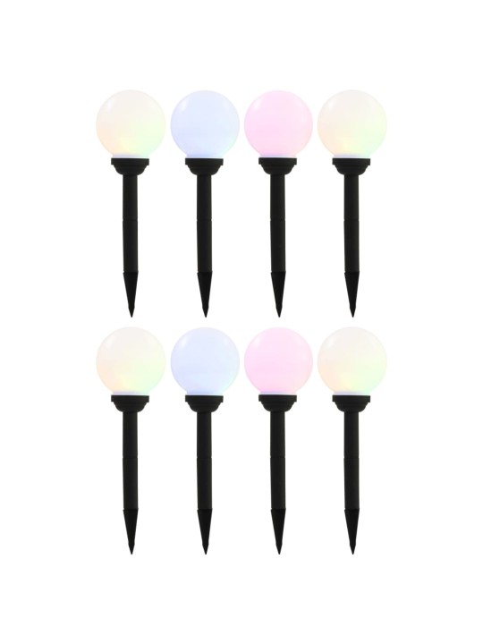 Zahradní solární lampy 8 ks LED kulovité 15 cm RGB