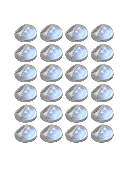 Zahradní nástěnné solární lampy LED 24 ks kulaté stříbrné
