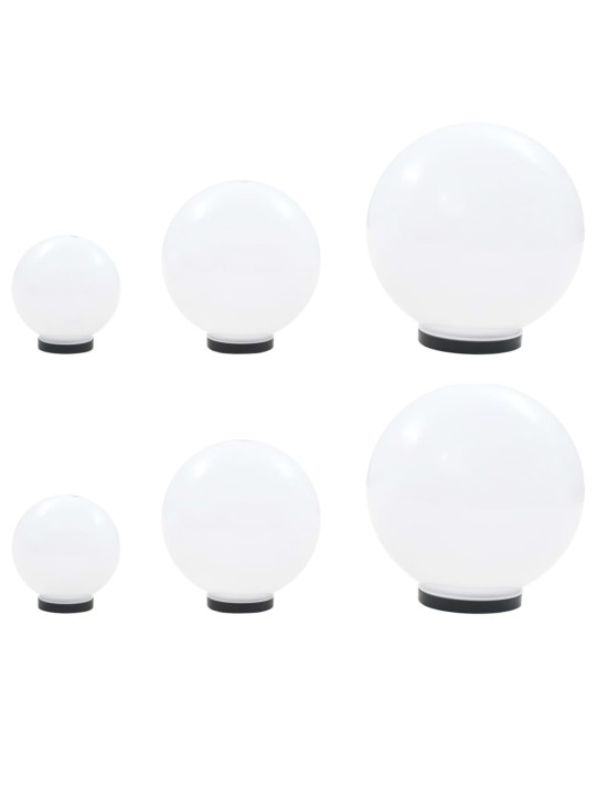 6dílná sada kulovitých LED lamp koule 20/30/40 cm PMMA