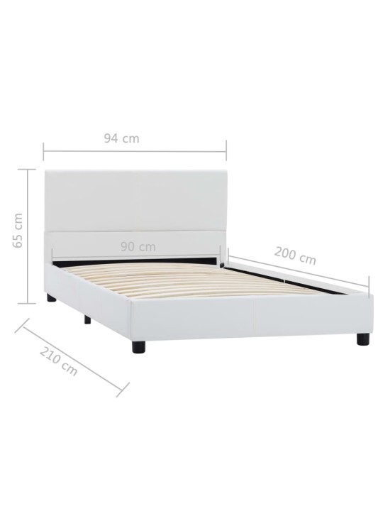 Rám postele bílý umělá kůže 90 x 200 cm