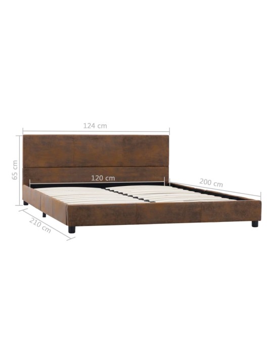 Rám postele hnědý umělá broušená kůže 120 x 200 cm