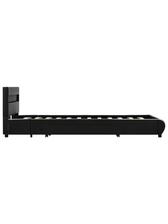 Rám postele s led světlem černý umělá kůže 100 x 200 cm