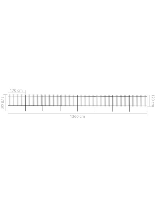 Zahradní plot s hroty ocel 13,6 x 1,2 m černý