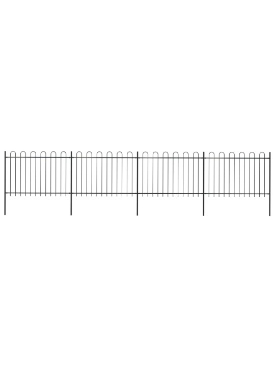 Zahradní plot s obloučky ocelový 6,8 x 1,2 m černý