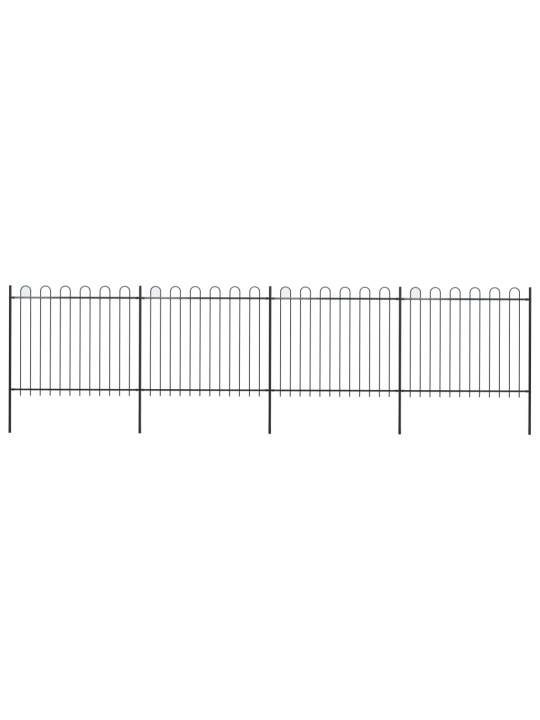 Zahradní plot s obloučky ocelový 6,8 x 1,5 m černý