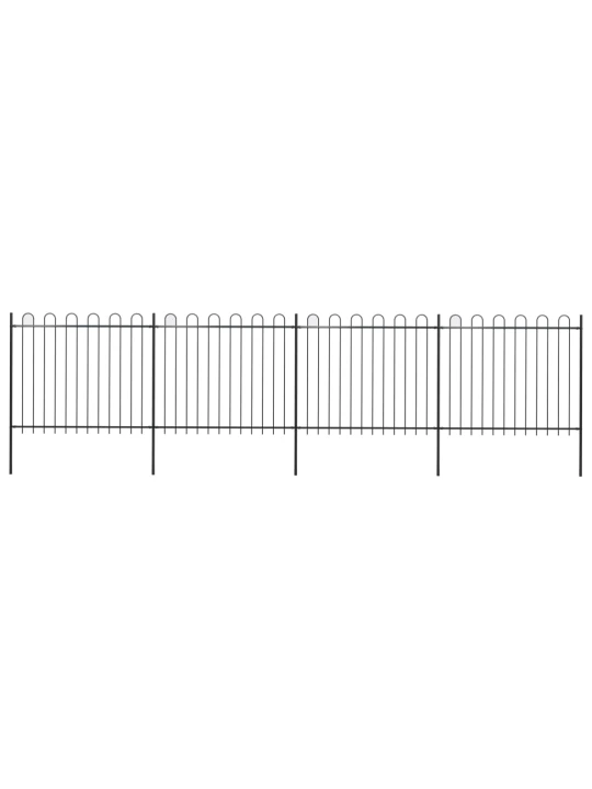 Zahradní plot s obloučky ocelový 6,8 x 1,5 m černý