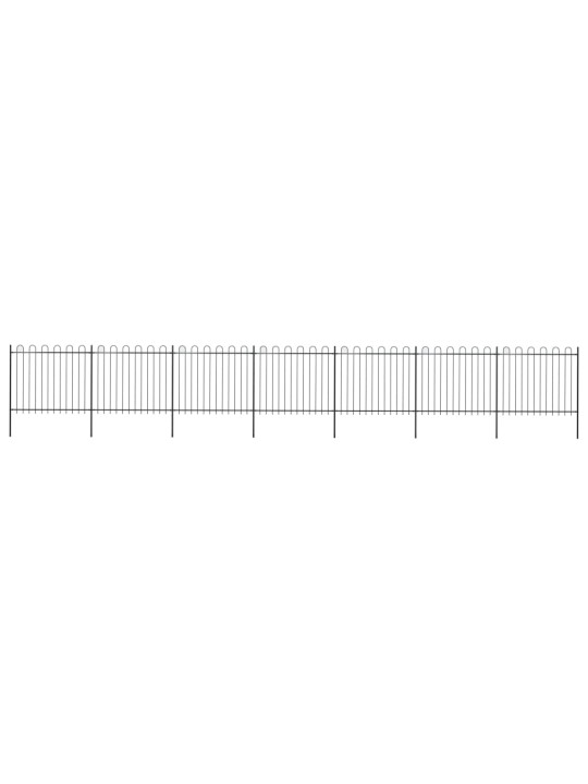 Zahradní plot s obloučky ocelový 11,9 x 1,5 m černý
