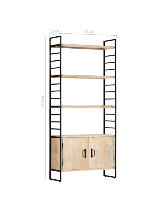 4patrová knihovna 80 x 30 x 180 cm masivní mangovníkové dřevo