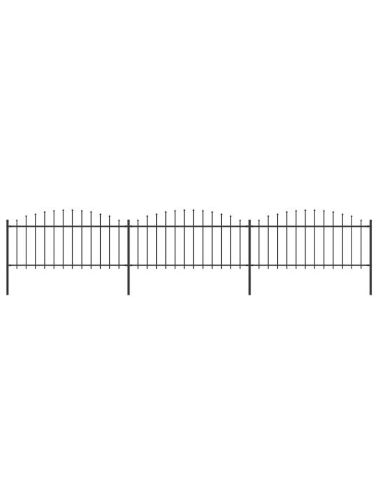 Zahradní plot s hroty ocel (0,5–0,75) x 5,1 m černý