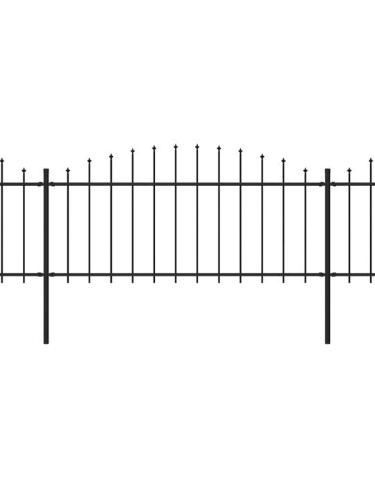 Zahradní plot s hroty ocel (0,5–0,75) x 6,8 m černý