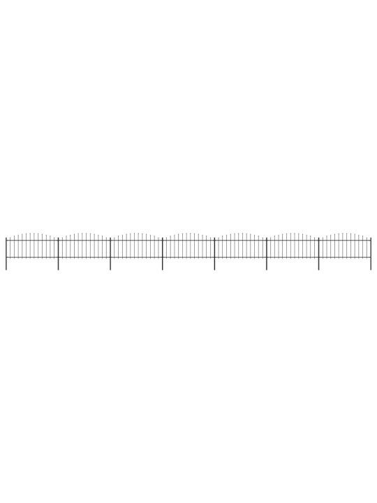 Zahradní plot s hroty ocel (0,5–0,75) x 11,9 m černý