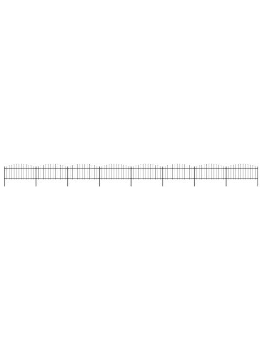 Zahradní plot s hroty ocel (0,5–0,75) x 13,6 m černý