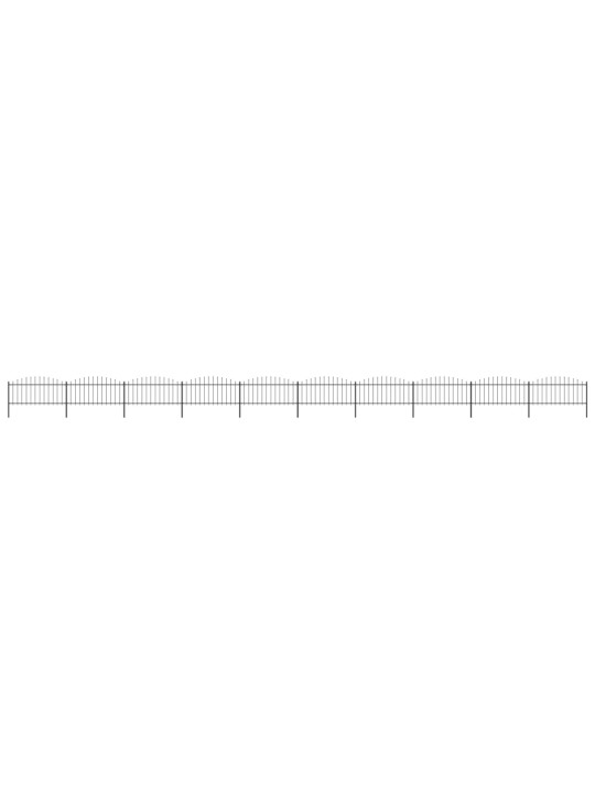 Zahradní plot s hroty ocel (0,5–0,75) x 17 m černý